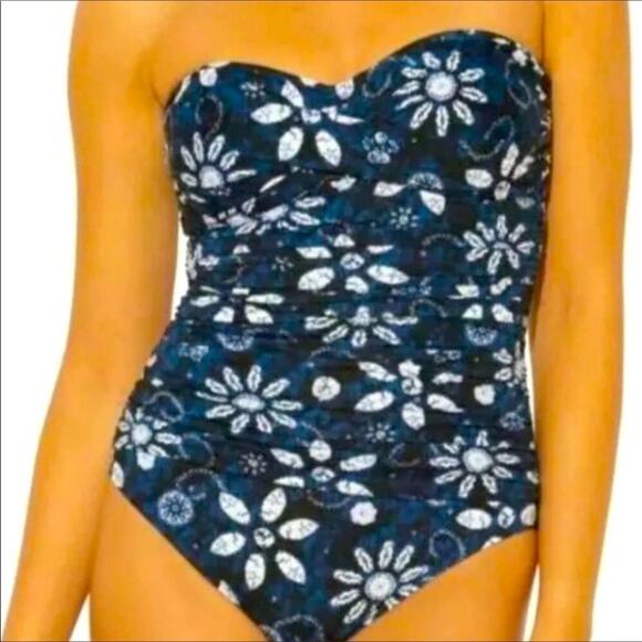 Bleu Rod Beattie Bandeau Shirred One Piece Swimsuit - Picture 6 of 13